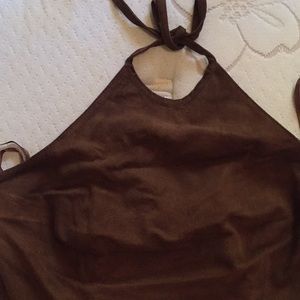 Brown suede halter top